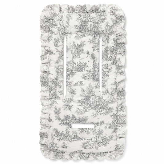 Matelas à poussette Toile de Jouy — Fait main & personnalisable