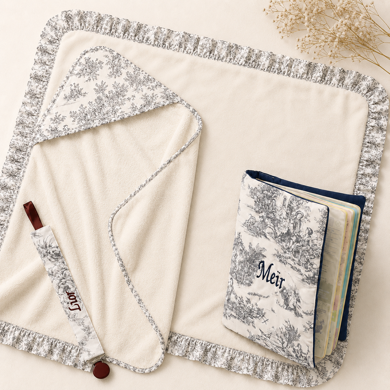 Pack Maternité 4 pièces — Cadeau de naissance fait main & personnalisable